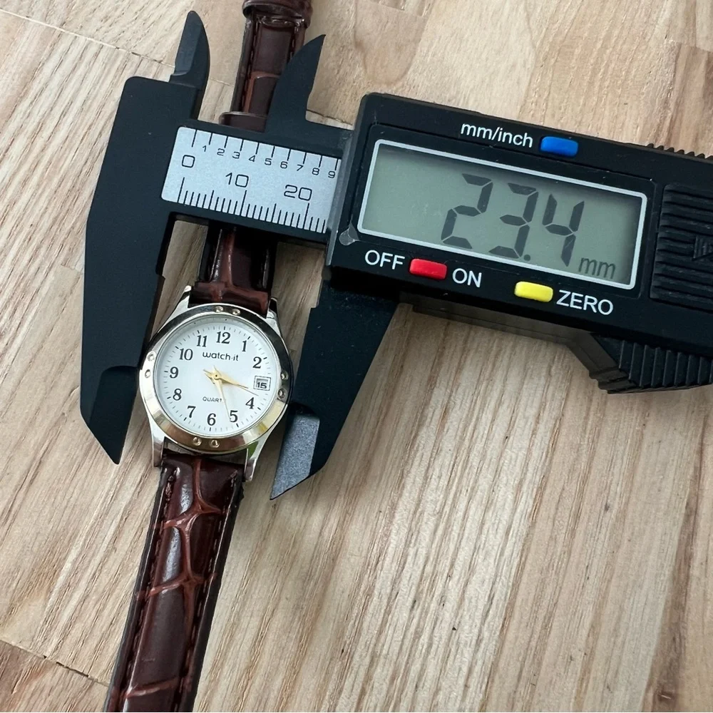 Watch-it ladies two tone brown strap dress watch NEW BATTERY